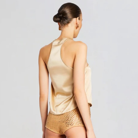 Retrofete Gold Satin Scoop Neck Tank Top — image 4 of 8